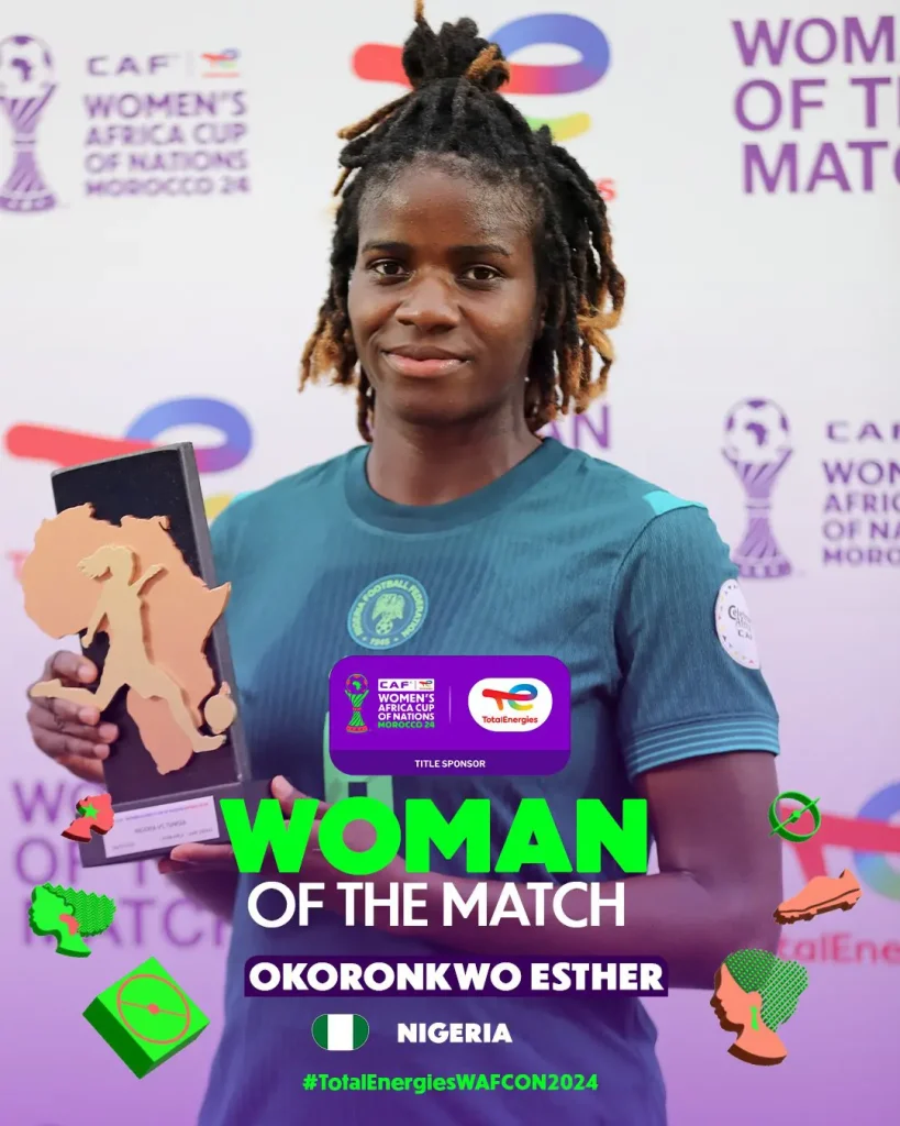 esther-okoronkwo-named-woman-of-the-match-in-super-falcons’-victory-over-tunisia