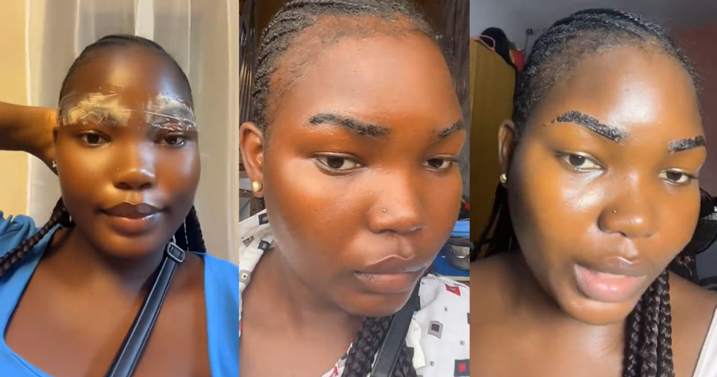 lady-reveals-her-healing-process-after-microblad!ng-her-eyebrows,-lamenting-that-the-results-fell-below-expectations-(watch)