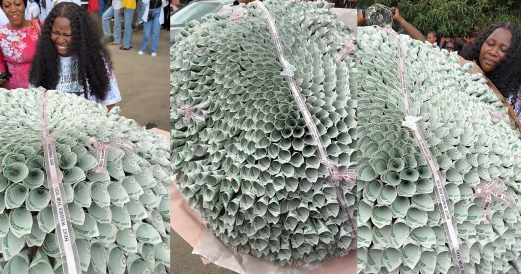 lady-receives-jaw-dropping-money-bouquet-from-her-man-on-her-sign-out-day-(watch)